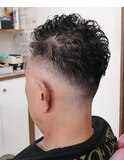 極道パーマ+スキンフェード