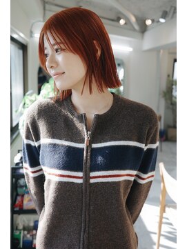 フェイヴィーズ(FavyS) ブリーチなしWカラーで作るオレンジレッドボブ