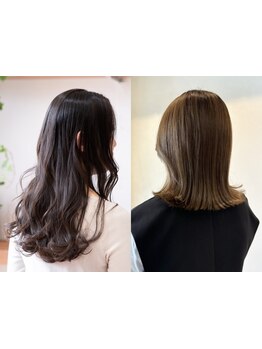 ローダメージで艶やかな仕上がりの「アルテマ・リトーノ」使用。カラーバリエーションも豊富で理想の髪色へ