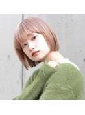 小顔似合わせカット艶髪ナチュラルボブ☆ミルクティーベージュ