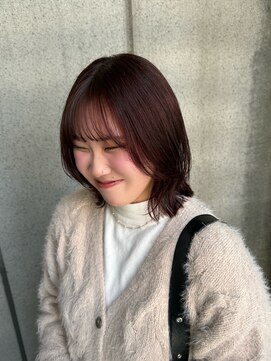 アルテヘアー(arte HAIR) 【arte HAIR】レイヤーボブ/ローズレッド/ミディアムレイヤー