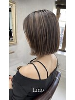 髪質改善Lino hair/縮毛矯正/白髪ぼかし/ハイライト/メンズカット【リノヘア】 切りっぱなしボブ×コントラストハイライト/透明感グレージュ