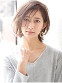 大人の透けバング＆ゆるパーマ小顔ボブ