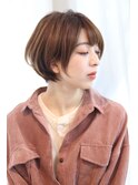 小顔丸みショート×透明感ベージュ