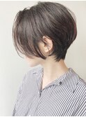 【モリオ原宿】前下がりショートボブくびれ前髪なしグレージュ