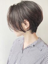 【モリオ原宿】前下がりショートボブくびれ前髪なしグレージュ