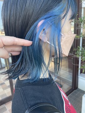 アース コアフュールボーテ 長野駅前店(EARTH coiffure beaute) ダークグレージュインナーカラー外ハネボブ