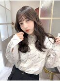 ショコラアッシュ/ヘルシースタイル/ふんわりカール/前髪カット
