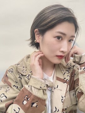 ドロップ(drop) ハイライト外ハネショートスタイル〔表参道/青山/drop〕