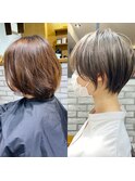 30代/40代・シルキーベージュデザインカラー斜めバング【中村】