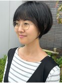 小顔カットショートボブ大人可愛いアッシュオリーブ