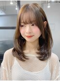 小顔 フェミニンロング メルティーカラー 似合わせカット"