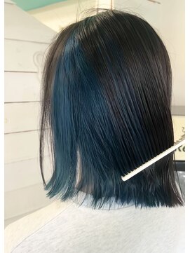 ウル(ulu) インナーカラー アンブレラカラー ブルー ケアブリーチ