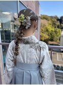 #卒業式 #ヘアセット #ヘアアレンジ #編みおろし #金箔 #着物