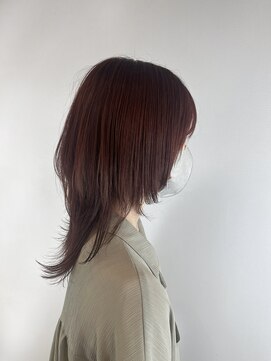 ヘアデザイン アンジェロカフェ(Hair Design Angelo cafe) ロングウルフ/チェリーレッド【20代30代40代】