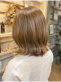 大人可愛い外ハネボブくびれシルエット20代30代明るめブラウン