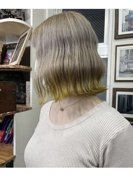 バイブアンドアネックス(VIBE & ANNEX) 《momoka》裾カラー☆イエロー【石川町/ブリーチ】