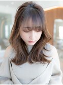 大人かわいい前髪セシルカットココアブラウンフリンジウェーブ