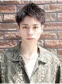 ハーフアップバング束感ショート七三オールバックツイストパーマ