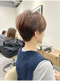 大人可愛い20代30代40代黒髪前下がりショートボブ丸みショート◎