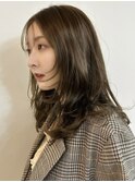 ☆ブリーチなしダブルカラー オリーブ オリーブベージュ ボブ