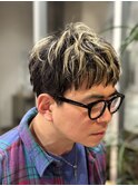 ハイライト.レイヤーマッシュ.メンズカットカラー.白髪ぼかし