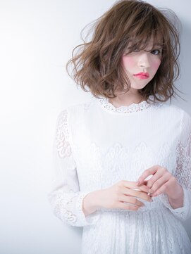 モッズヘア 上尾西口店(mod's hair) *mod's上尾*斜めバングｘ無造作カールのエレガンス大人ボブディx