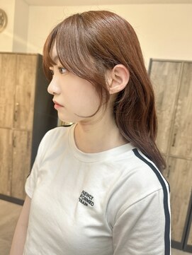 ミョンシル 【myonsil 山田】顔周りレイヤー/ブリーチなしピンクブラウン