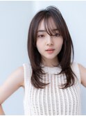 20代30代大人かわいいグレージュカラーミディアムレイヤー
