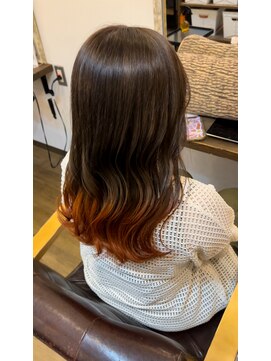 リドルヘアー 石井町店(Riddle HAIR) グラデーションオレンジダブルカラーブリーチインナーカラー