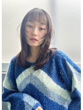 ノース イースト 高円寺店(north east) 顔まわりレイヤー/オン眉/短めバング/グレージュ/高円寺