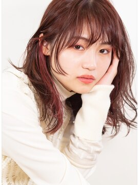 エアー 横浜(AIR) 【湯田】ミディアムレイヤーピンクイヤリングカラー