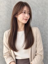 エードット(a.) 縮毛矯正×ウォームブラウンレイヤーロング艶感