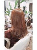 アプリコットベージュナチュラル内巻きロングスタイル
