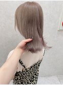 ミディアムヘアデザインカラーフェイスフレーミング暗めカラー