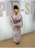 アップヘアと、浴衣