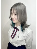 ソース 堺東(SOURCE) アッシュグレー　インナーターコイズ　