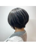 ショート/ハンサムショート/ハイライト/白髪ぼかし