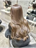 ブリーチ無しオリーブベージュ大人可愛いレイヤーロング