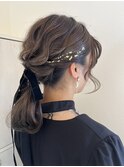 ローポニー/お呼ばれヘア/結婚式セット/ミディアムアレンジ