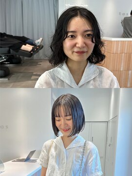タス(tas) tas似合わせカット before&after 【ぱつっとミニボブ】