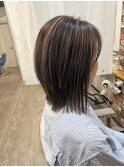 コントラストハイライト 白髪ぼかし ハイライト レイヤー ボブ