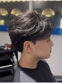 ニュアンスパーマダウンパーマ黒髪韓国マッシュツーブロック