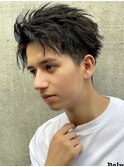 心斎橋スパイキーパーマビジネスヘアフェザーショートパーマ緩め