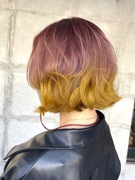 ルミ ツー 横浜駅店(Lumi 2) 外ハネボブ/グラデーションビタミンカラー/デザインカラー/横浜