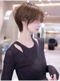 大人ガーリーショートボブ/似合わせカット/ダークアッシュ