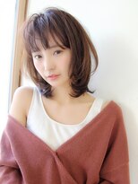 ココアブラウン前髪フリンジパーマレイヤー用賀