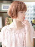 ピンクカラーが大人かわいい前下がりミニボブb上尾10代20代30代