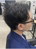 アップバング/メンズツーブロックマッシュ/束感ショート波巻き