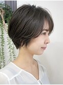 白髪ぼかし/ひし形/癖毛/大人ショートボブ/60代50代40代